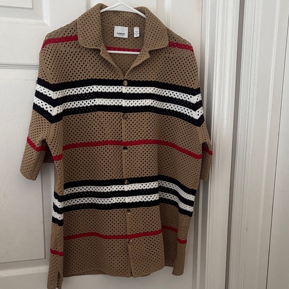 Burberry Other - Burberry Tan  with Black, White, and Red Stripes